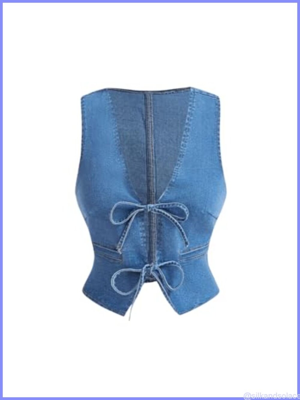 Women's Tie Front Denim Vest Sleeveless V-Neck Cowgirl Tops